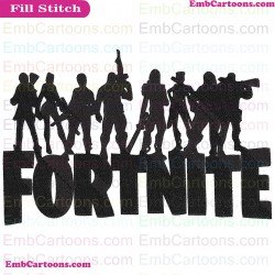 Fortnite Group Silhouette Embroidery Design 06