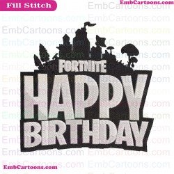 Fortnite Happy Birthday Silhouette Embroidery Design 01