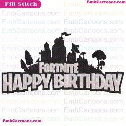 Fortnite Happy Birthday Silhouette Embroidery Design 02