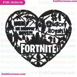 Fortnite Heart Silhouette Embroidery Design