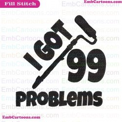 Fortnite I Got 99 Problems Silhouette Embroidery Design 02