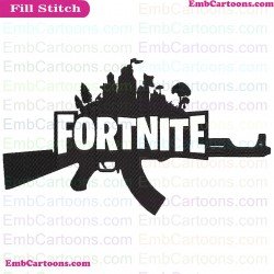 Fortnite Logo On Ak47 Silhouette Embroidery Design