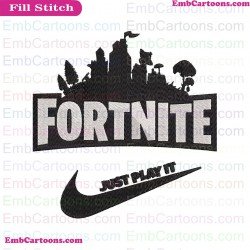 Fortnite Silhouette Just Play It 01 Silhouette Embroidery Design