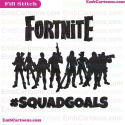 Fortnite Squad Goals Silhouette Embroidery Design 01