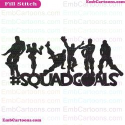 Fortnite Squad Goals Silhouette Embroidery Design 02
