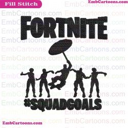 Fortnite Squad Goals Silhouette Embroidery Design 03