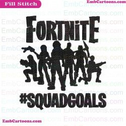 Fortnite Squad Goals Silhouette Embroidery Design 05