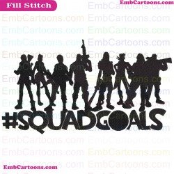 Fortnite Squad Goals Silhouette Embroidery Design 06