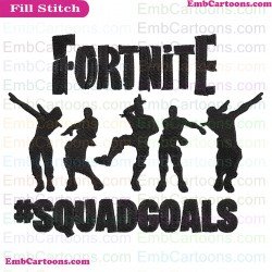 Fortnite Squad Goals Silhouette Embroidery Design 07