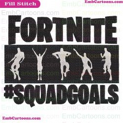 Fortnite Squad Goals Silhouette Embroidery Design 08