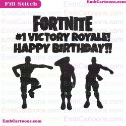 Fortnite Victory Royale Happy Birthday Silhouette Embroidery Design