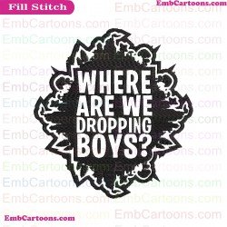 Fortnite Where Are We Dropping Boys Silhouette Embroidery Design 01