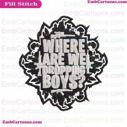 Fortnite Where Are We Dropping Boys Silhouette Embroidery Design 03