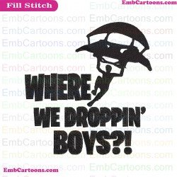 Fortnite Where Are We Dropping Boys Silhouette Embroidery Design 04