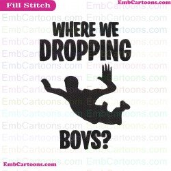 Fortnite Where Are We Dropping Boys Silhouette Embroidery Design 06