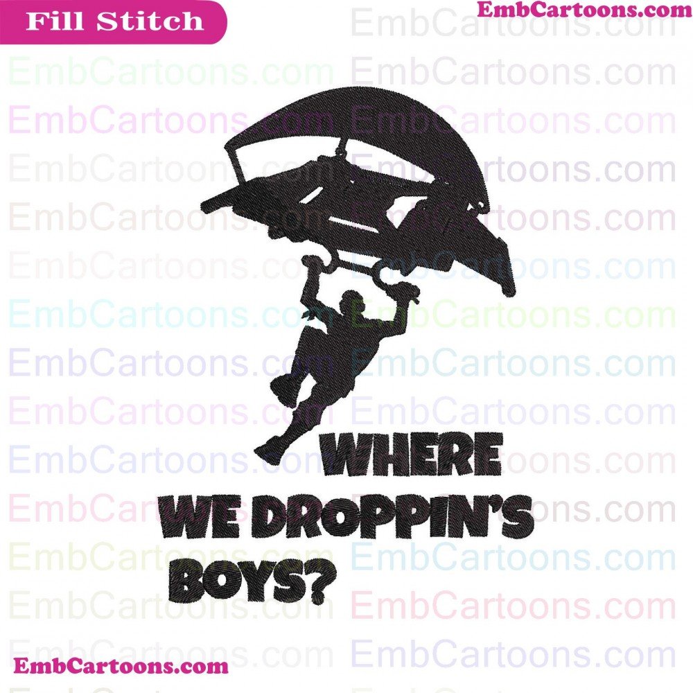 Fortnite Where Applique Design, Fortnite Where Embroidery Design, Where We Applique Design, Where We Embroidery Design, We Droppins Applique Design, We Droppins Embroidery Design, Droppins Boys Applique Design, Droppins Boys Embroidery Design, Boys Silhou