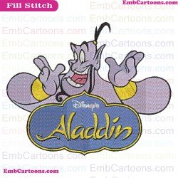 Genie With Logo Aladdin Embroidery Design
