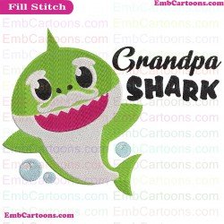 Grandpa Shark With Bubbles Shark Family Embroidery Design