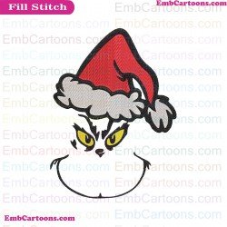 Grinch Face Christmas Dr Seuss The Cat In The Hat Embroidery Design