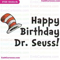 Happy Birthday 2 Dr Seuss The Cat In The Hat Embroidery Design