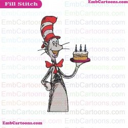 Happy Birthday Cake Dr Seuss The Cat In The Hat Embroidery Design