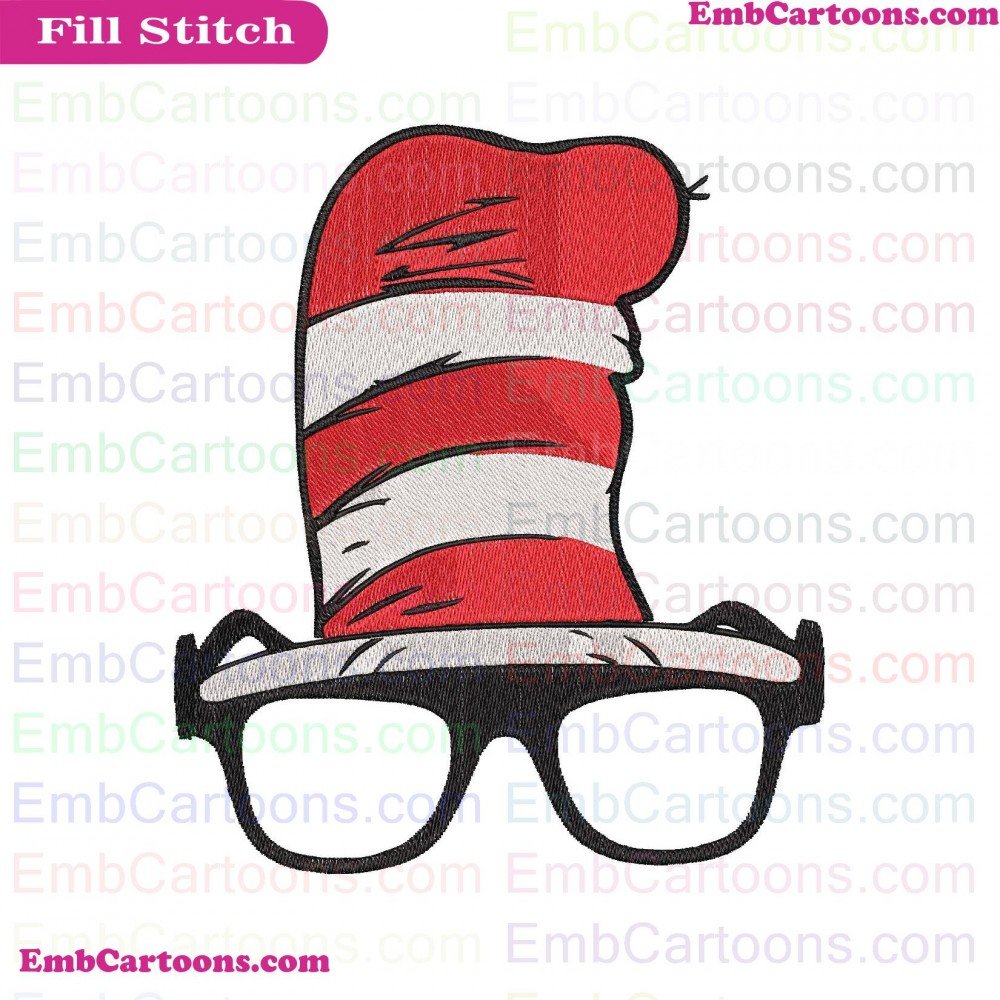 Hat And Applique Design, Hat And Embroidery Design, And Glasses Applique Design, And Glasses Embroidery Design, Glasses Dr Applique Design, Glasses Dr Embroidery Design, Dr Seuss Applique Design, Dr Seuss Embroidery Design, Seuss The Applique Design, Seus