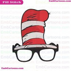 Hat And Glasses Dr Seuss The Cat In The Hat Embroidery Design