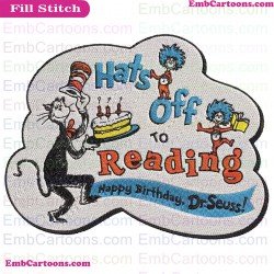 Hats Off To Reading Happy Birthdy Dr Seuss The Cat In The Hat Embroidery Design