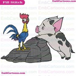 Heihei And Pua 2 Moana Embroidery Design