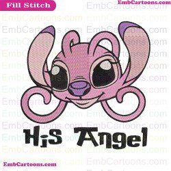 His Angel Pink Lilo And Stitch Embroidery Design