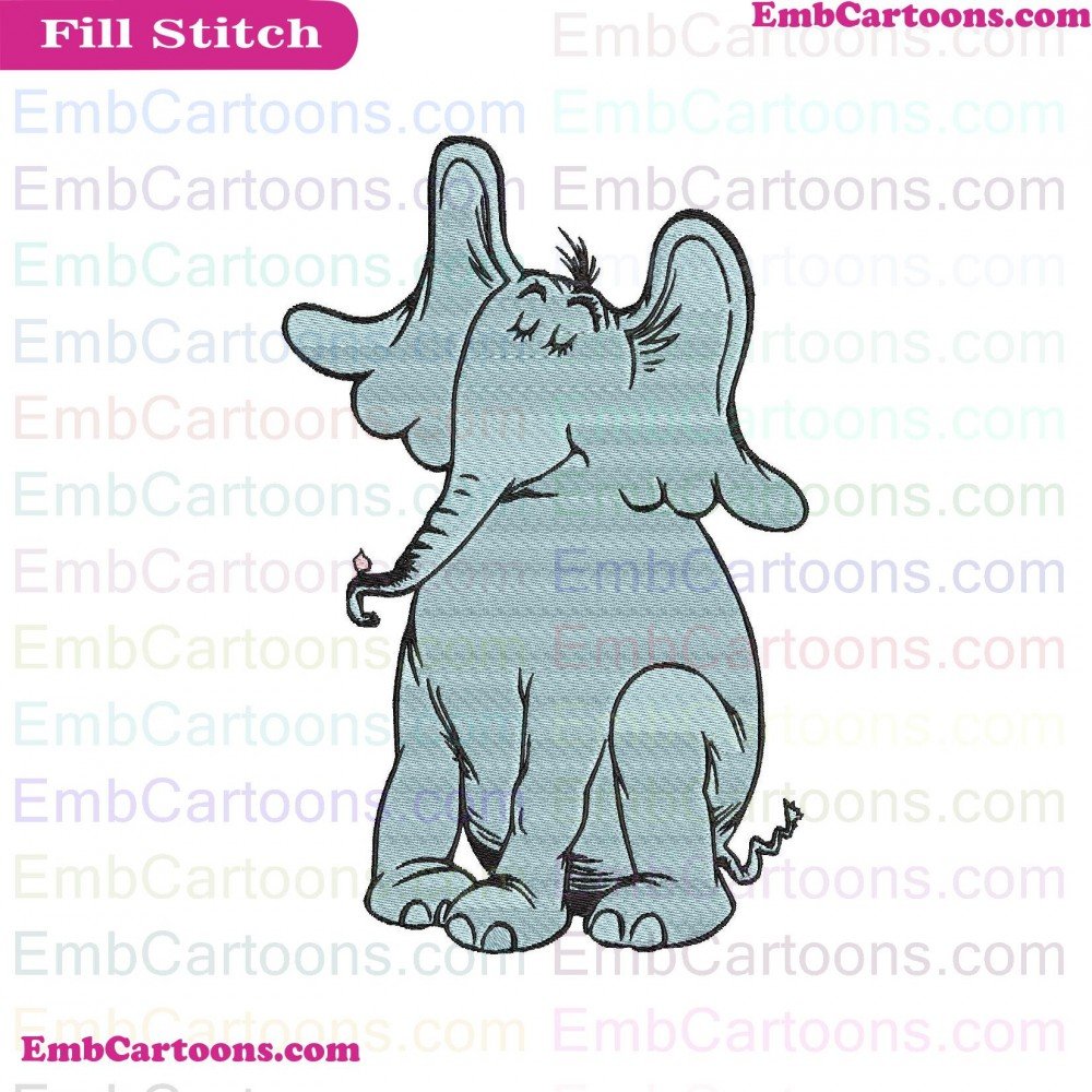 Horton Elephant Applique Design, Horton Elephant Embroidery Design, Elephant Dr Applique Design, Elephant Dr Embroidery Design, Dr Seuss Applique Design, Dr Seuss Embroidery Design, Seuss The Applique Design, Seuss The Embroidery Design, The Cat Applique 