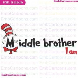 I Am Middle Brother Dr Seuss The Cat In The Hat Embroidery Design