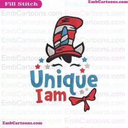 I Am Unique Dr Seuss The Cat In The Ha Embroidery Design