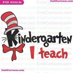 I Teach Kindergarten Dr Seuss The Cat In The Hat Embroidery Design