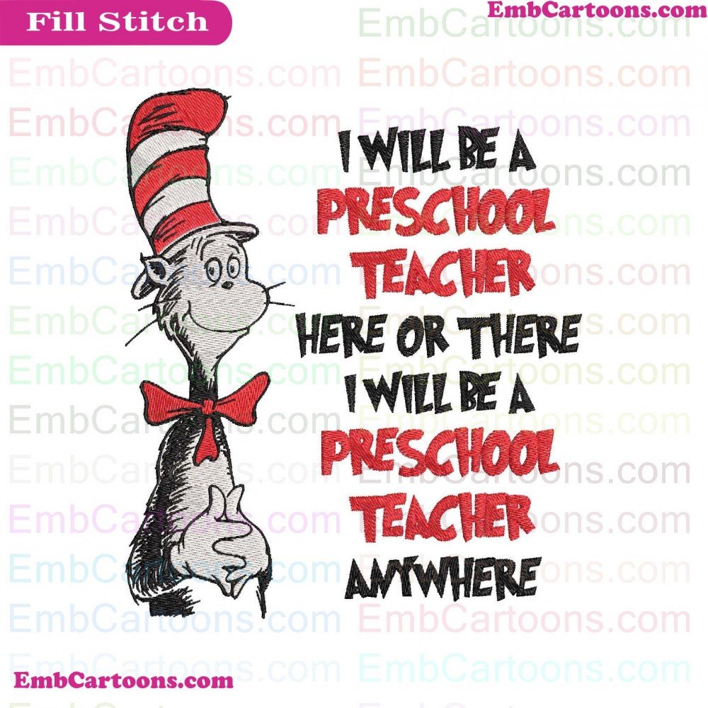 I Will Applique Design, I Will Embroidery Design, Will Be Applique Design, Will Be Embroidery Design, Be Preschool Applique Design, Be Preschool Embroidery Design, Preschool Teacher Applique Design, Preschool Teacher Embroidery Design, Teacher Here Appliq