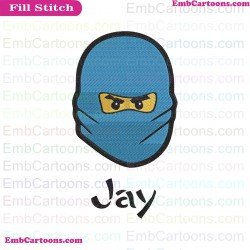 Jay Face Lego Ninjago Embroidery Design