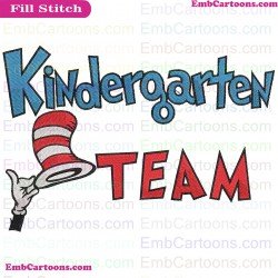 Kindergarten Team Dr Seuss The Cat In The Hat Embroidery Design