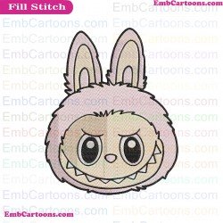 Labubu Face Embroidery Design
