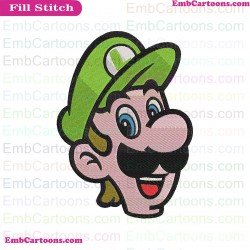 Luigi Face Super Mario Bros Embroidery Design