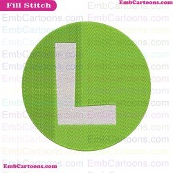 Luigi Logo L Super Mario Bros Embroidery Design