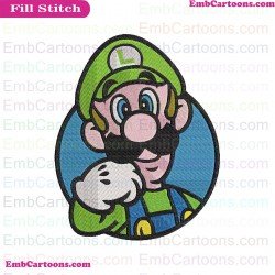 Luigi Through A Circle Super Mario Embroidery Design