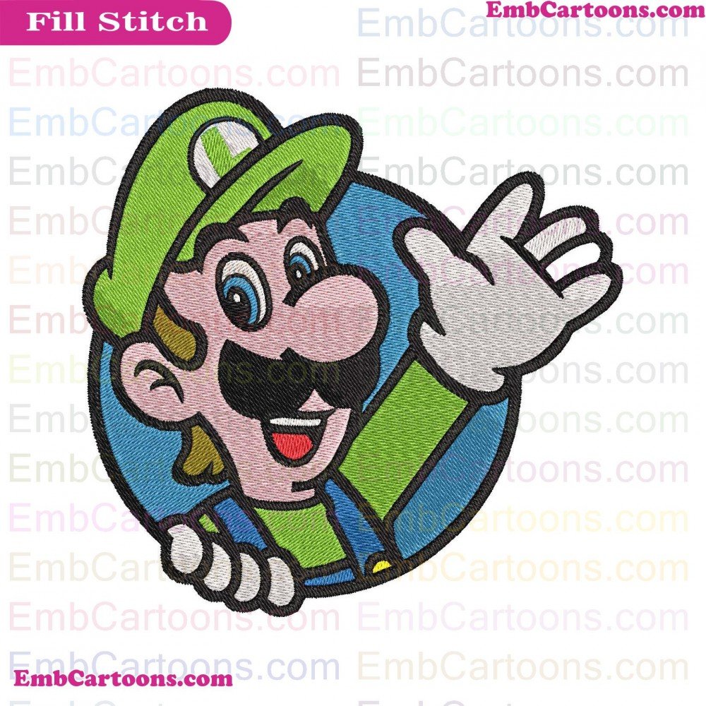 Luigi Waving Applique Design, Luigi Waving Embroidery Design, Waving His Applique Design, Waving His Embroidery Design, His Hand Applique Design, His Hand Embroidery Design, Hand Through Applique Design, Hand Through Embroidery Design, Through A Applique 