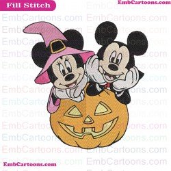 Mickey And Minnie Pumpkin Embroidery Design