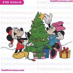Mickey Minnie Christmas Tree Mickey Mouse Embroidery Design