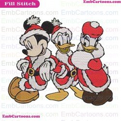 Mickey Mouse Christmas And Donald And Daisy Embroidery Design