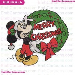 Mickey Mouse Christmas Holding Wreath Embroidery Design