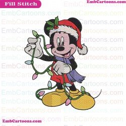 Mickey Mouse Christmas With Light And Hat Embroidery Design