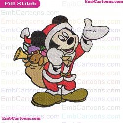 Mickey Mouse Santa Christmas Say Hi With Gifts Embroidery Design