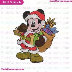 Mickey Mouse Santa Christmas With More Gifts Embroidery Design