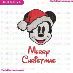 Mickey Mouse Santa Merry Christmas Embroidery Design